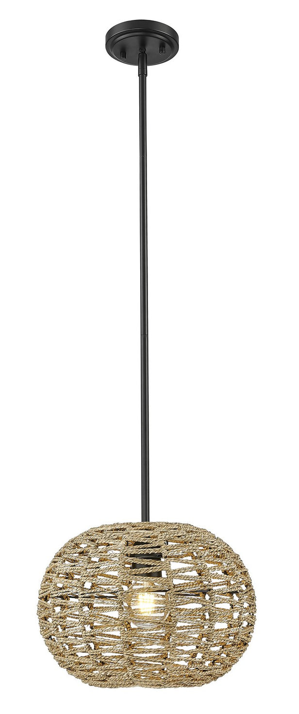 Acclaim Lighting - IN20005BK - One Light Pendant - Berkshire - Black Metal with Natural Seagrass