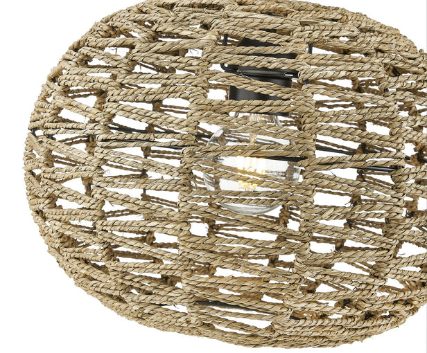 Acclaim Lighting - IN20005BK - One Light Pendant - Berkshire - Black Metal with Natural Seagrass