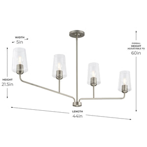 Progress Lighting - P400441-009 - Four Light Linear Chandelier - Celino - Brushed Nickel