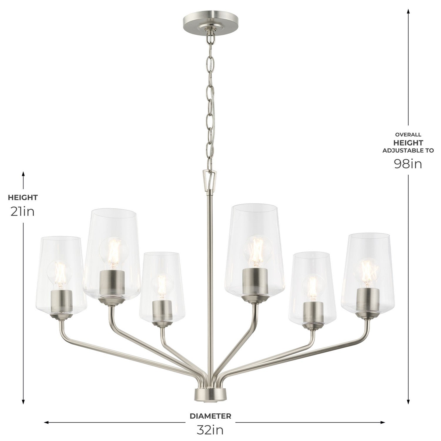 Progress Lighting - P400443-009 - Six Light Chandelier - Celino - Brushed Nickel