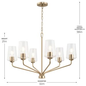 Progress Lighting - P400443-177 - Six Light Chandelier - Celino - Champagne Bronze