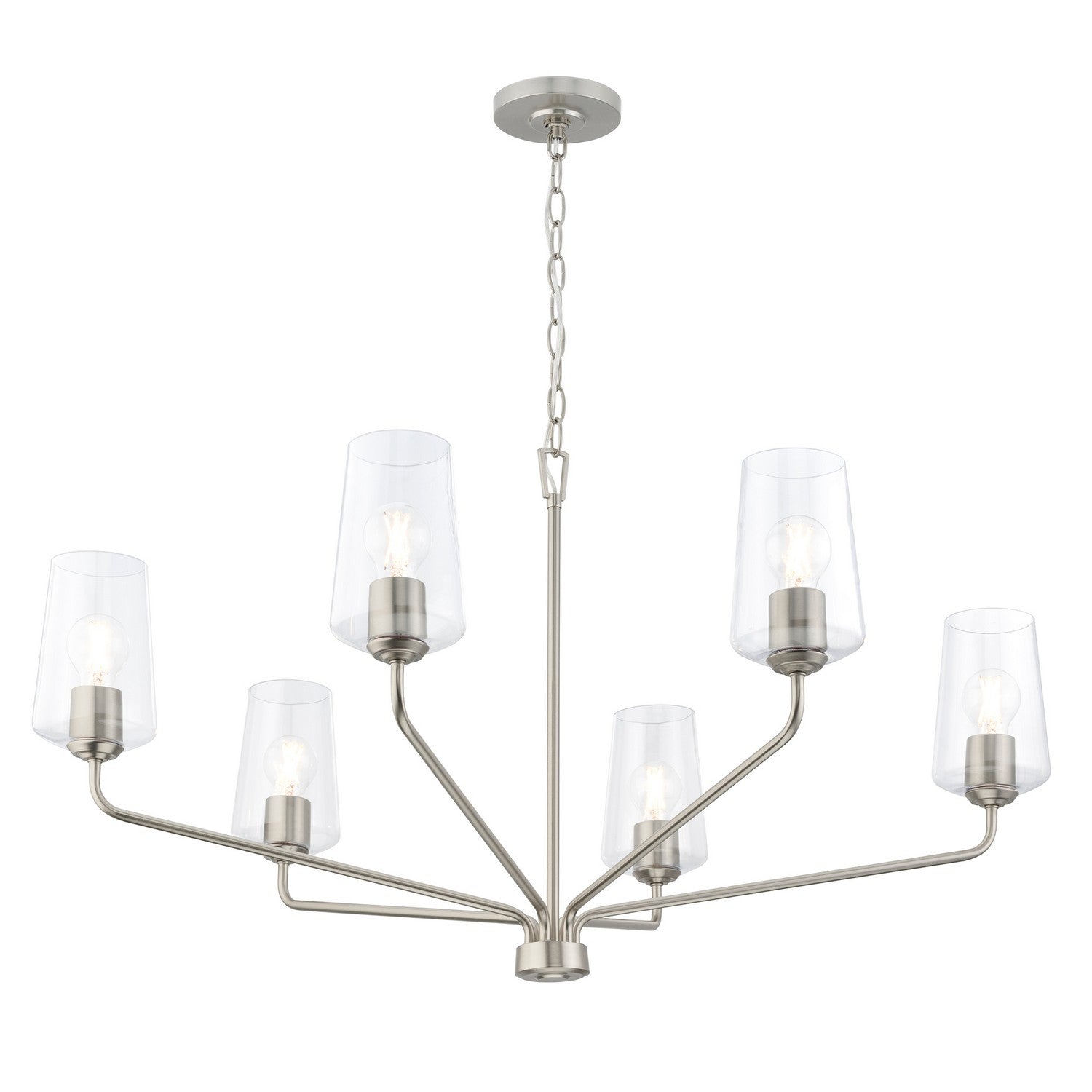 Progress Lighting - P400444-009 - Six Light Chandelier - Celino - Brushed Nickel