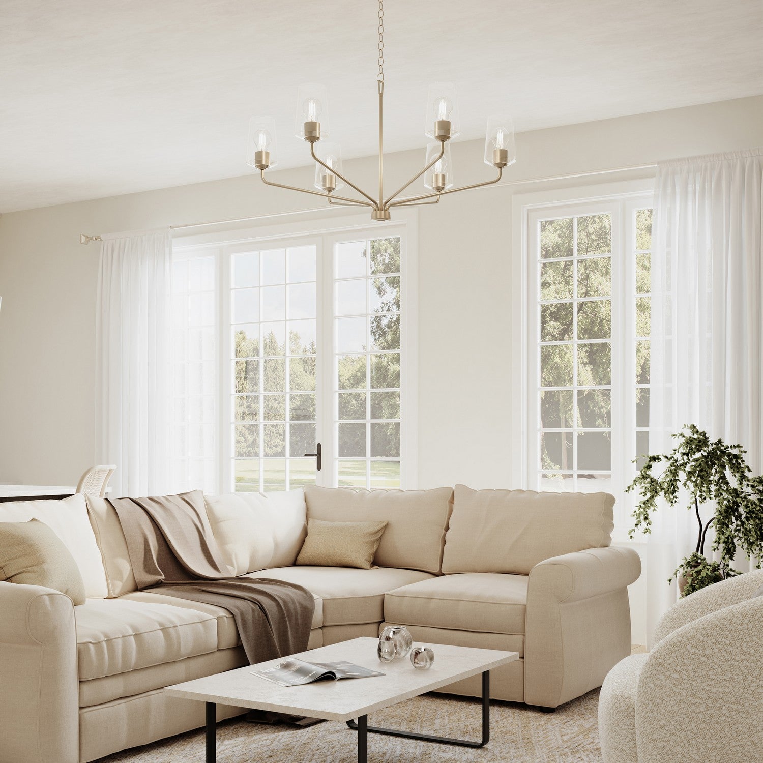 Progress Lighting - P400444-009 - Six Light Chandelier - Celino - Brushed Nickel