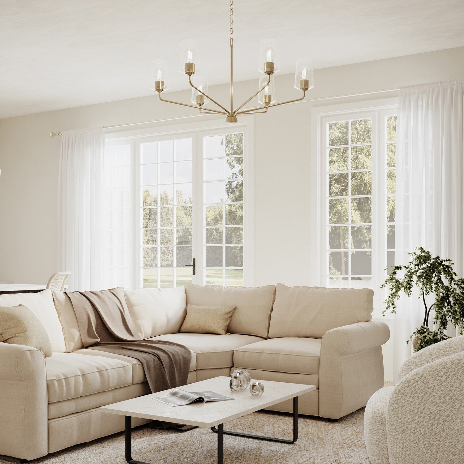 Progress Lighting - P400444-177 - Six Light Chandelier - Celino - Champagne Bronze