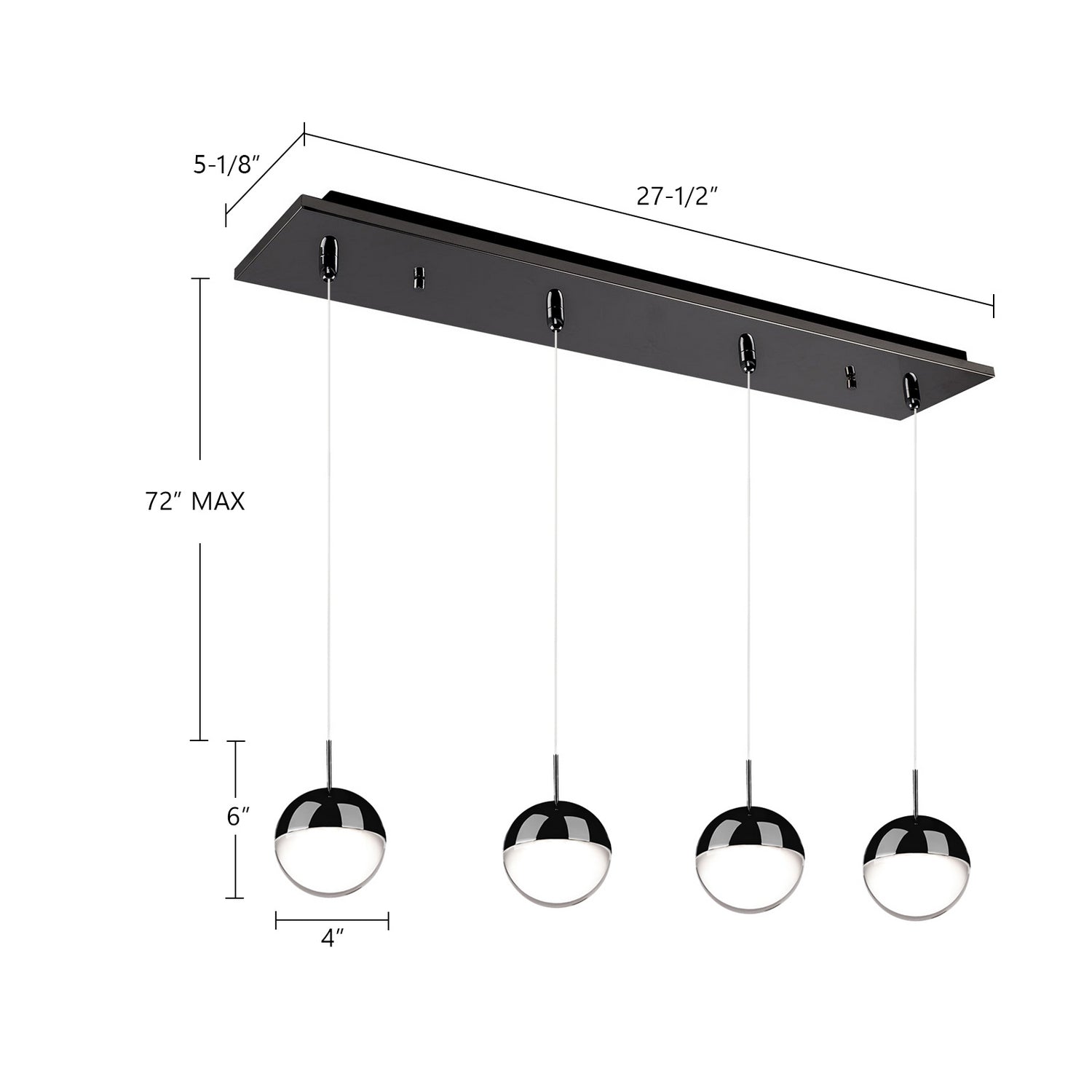 Kuzco Lighting - MP402801BC-04 - LED Pendant - Pluto - Black Chrome