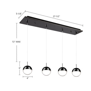 Kuzco Lighting - MP402801BC-04 - LED Pendant - Pluto - Black Chrome