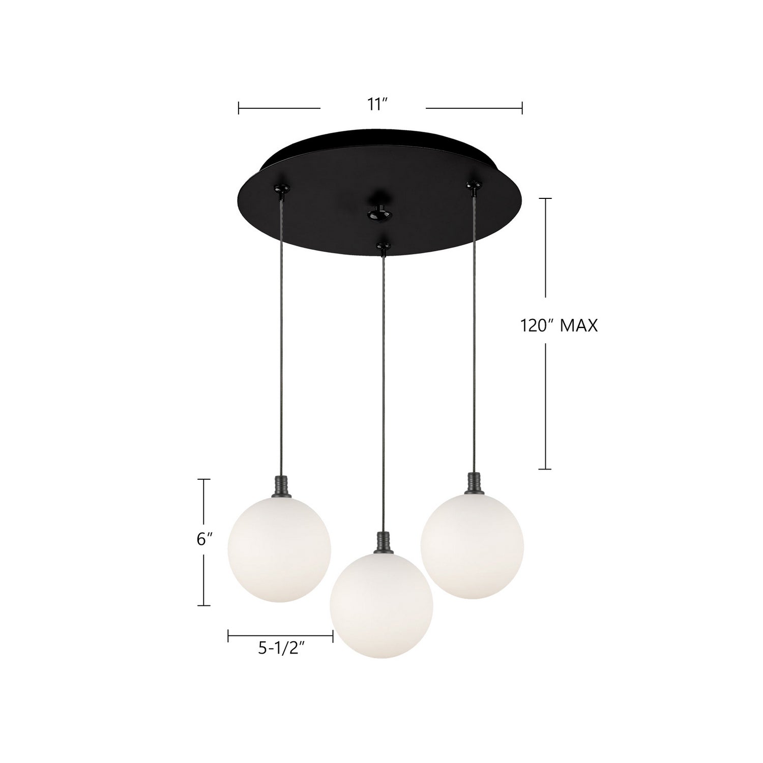 Kuzco Lighting - MP3106BKOP-03 - LED Pendant - Bolla - Black/Opal Glass