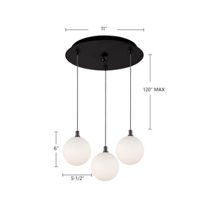Kuzco Lighting - MP3106BKOP-03 - LED Pendant - Bolla - Black/Opal Glass