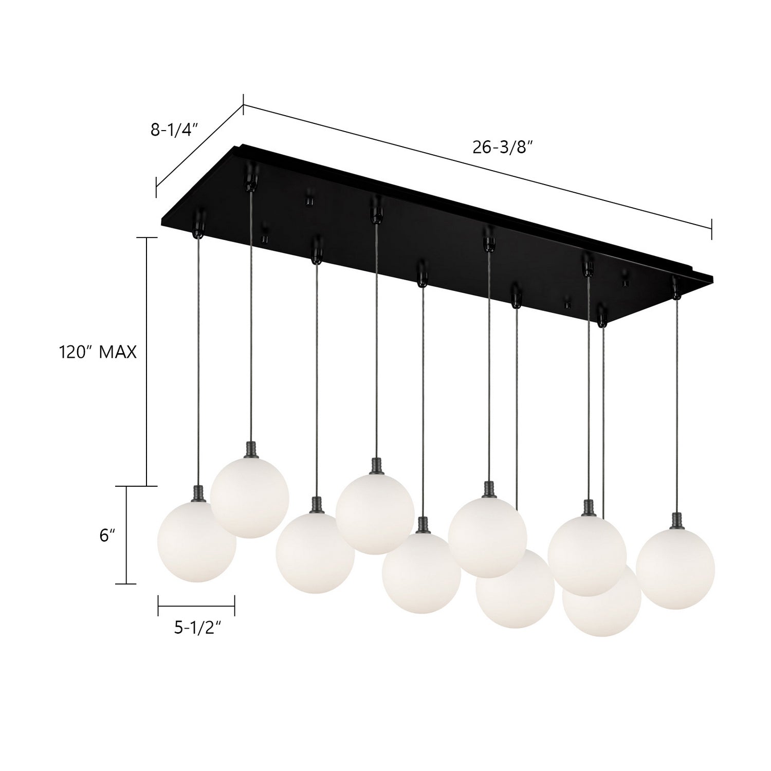 Kuzco Lighting - MP3106BKOP-10 - LED Pendant - Bolla - Black/Opal Glass