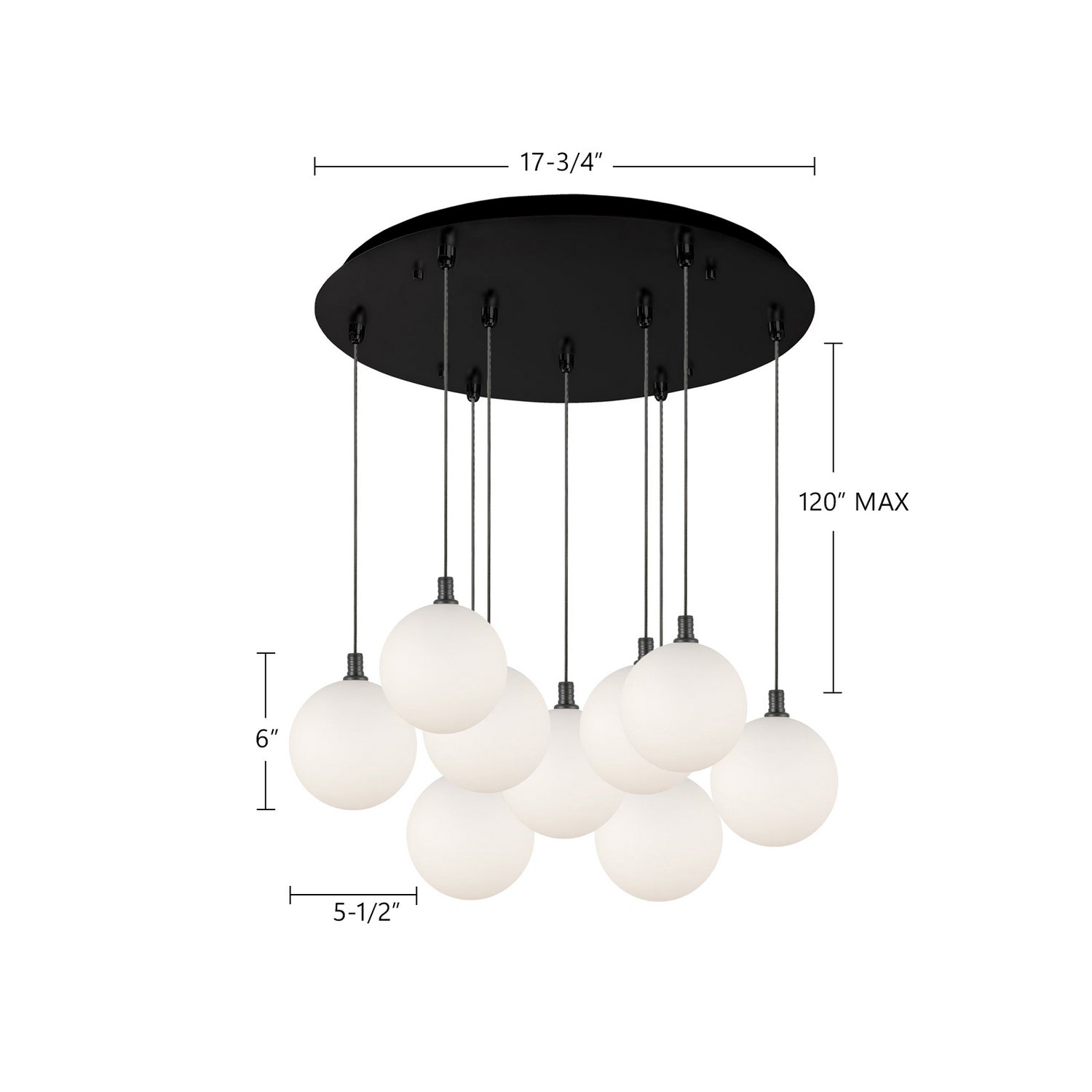 Kuzco Lighting - MP3106BKOP-09 - LED Pendant - Bolla - Black/Opal Glass