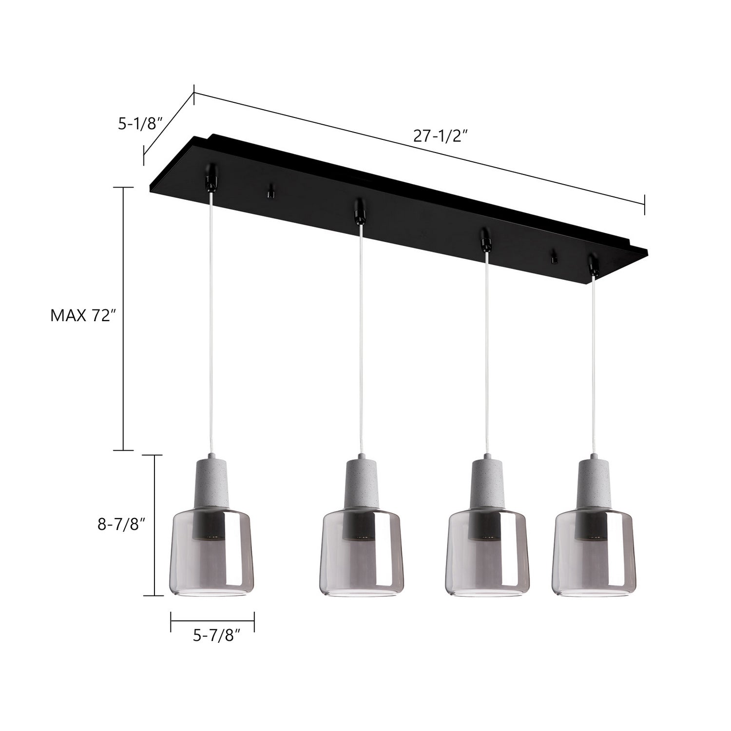 Kuzco Lighting - MP12506BKSM-04 - LED Pendant - Samson - Black/Smoked Glass