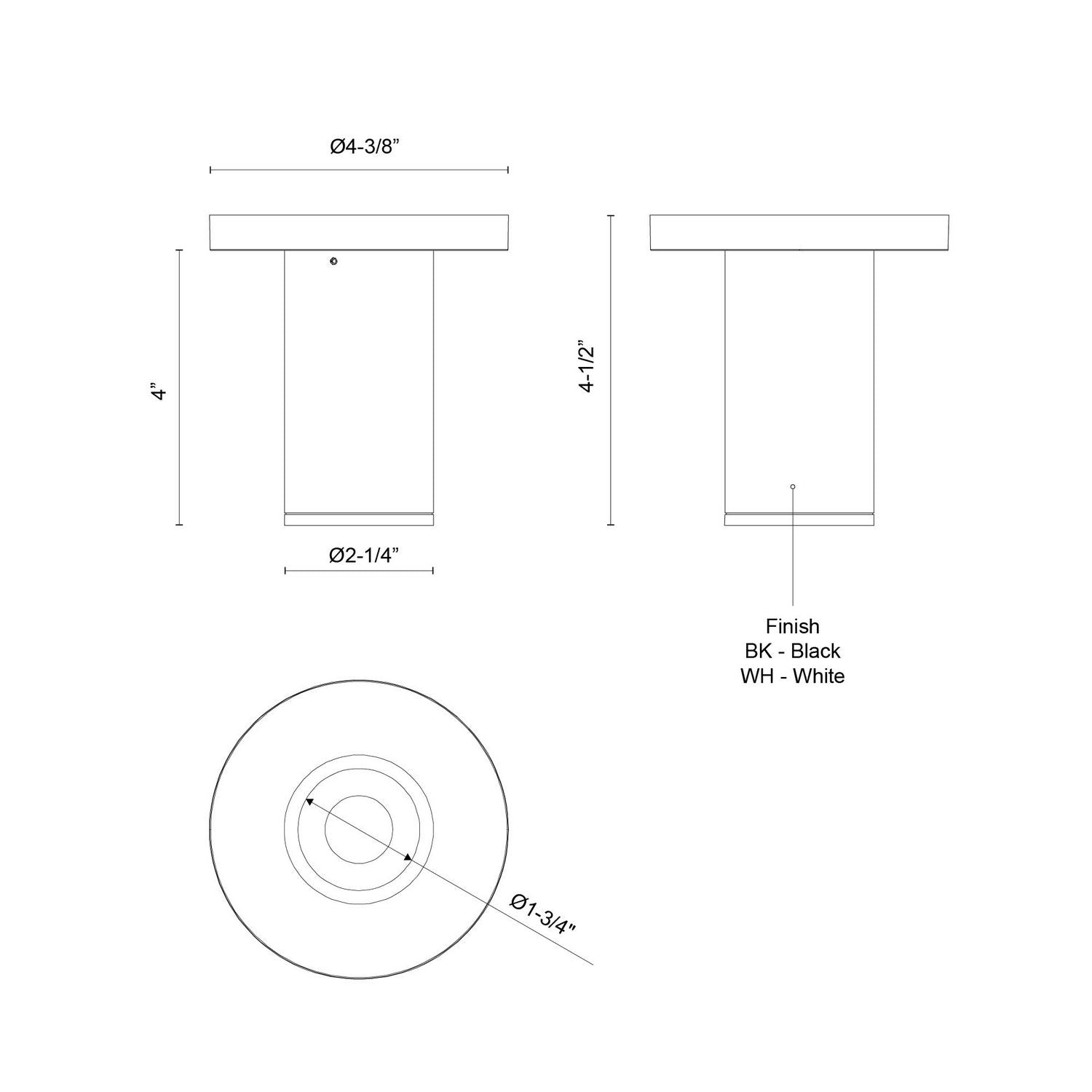 Kuzco Lighting - LD2-SM04W08-3036-BK-UNV-010 - LED Ceiling Mount - Lorna - Black