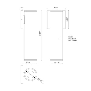 Kuzco Lighting - LD3-WS12W18-3036-WH-UNV-010 - LED Outdoor Wall Sconce - Lorna - White