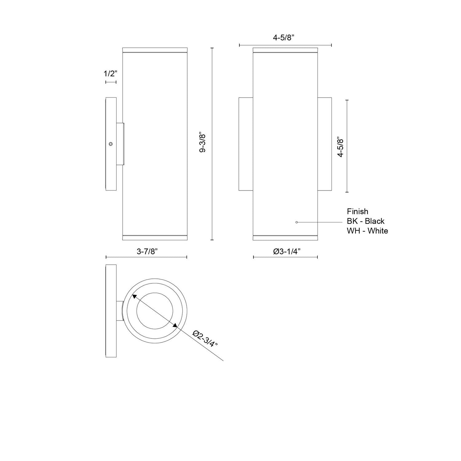 Kuzco Lighting - LD3-UD09W20-3036-BK-UNV-010 - LED Wall Sconce - Lorna - Black