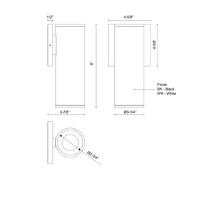 Kuzco Lighting - LD3-WS09W14-3036-BK-UNV-010 - LED Outdoor Wall Sconce - Lorna - Black