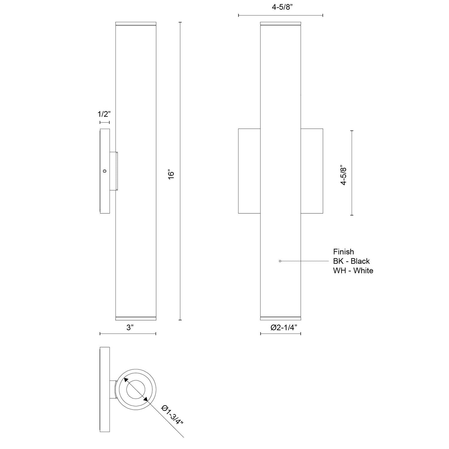 Kuzco Lighting - LD2-UD16W24-3036-WH-UNV-010 - LED Wall Sconce - Lorna - White