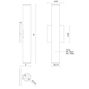 Kuzco Lighting - LD2-UD16W24-3036-WH-UNV-010 - LED Wall Sconce - Lorna - White