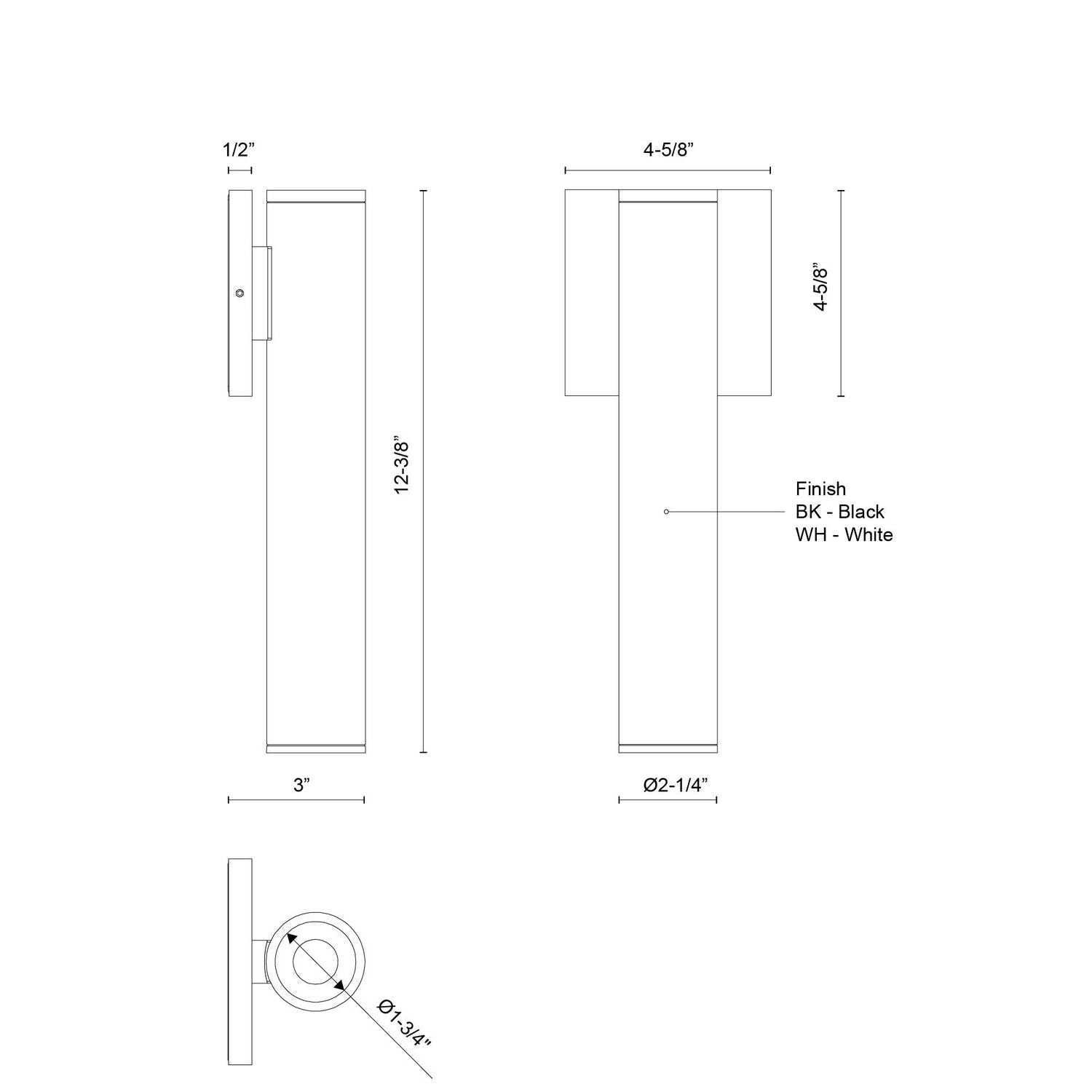 Kuzco Lighting - LD2-WS12W12-3036-BK-UNV-010 - LED Outdoor Wall Sconce - Lorna - Black