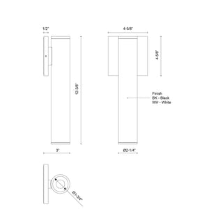 Kuzco Lighting - LD2-WS12W12-3036-BK-UNV-010 - LED Outdoor Wall Sconce - Lorna - Black