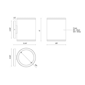 Kuzco Lighting - EW265206-BK - LED Outdoor Wall Sconce - Nordic - Black