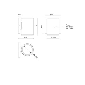 Kuzco Lighting - EW264105-BK - LED Outdoor Wall Sconce - Nordic - Black