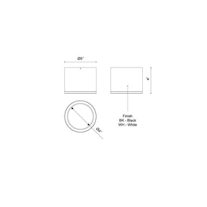 Kuzco Lighting - EC265104-BK - LED Outdoor Ceiling Mount - Nordic - Black