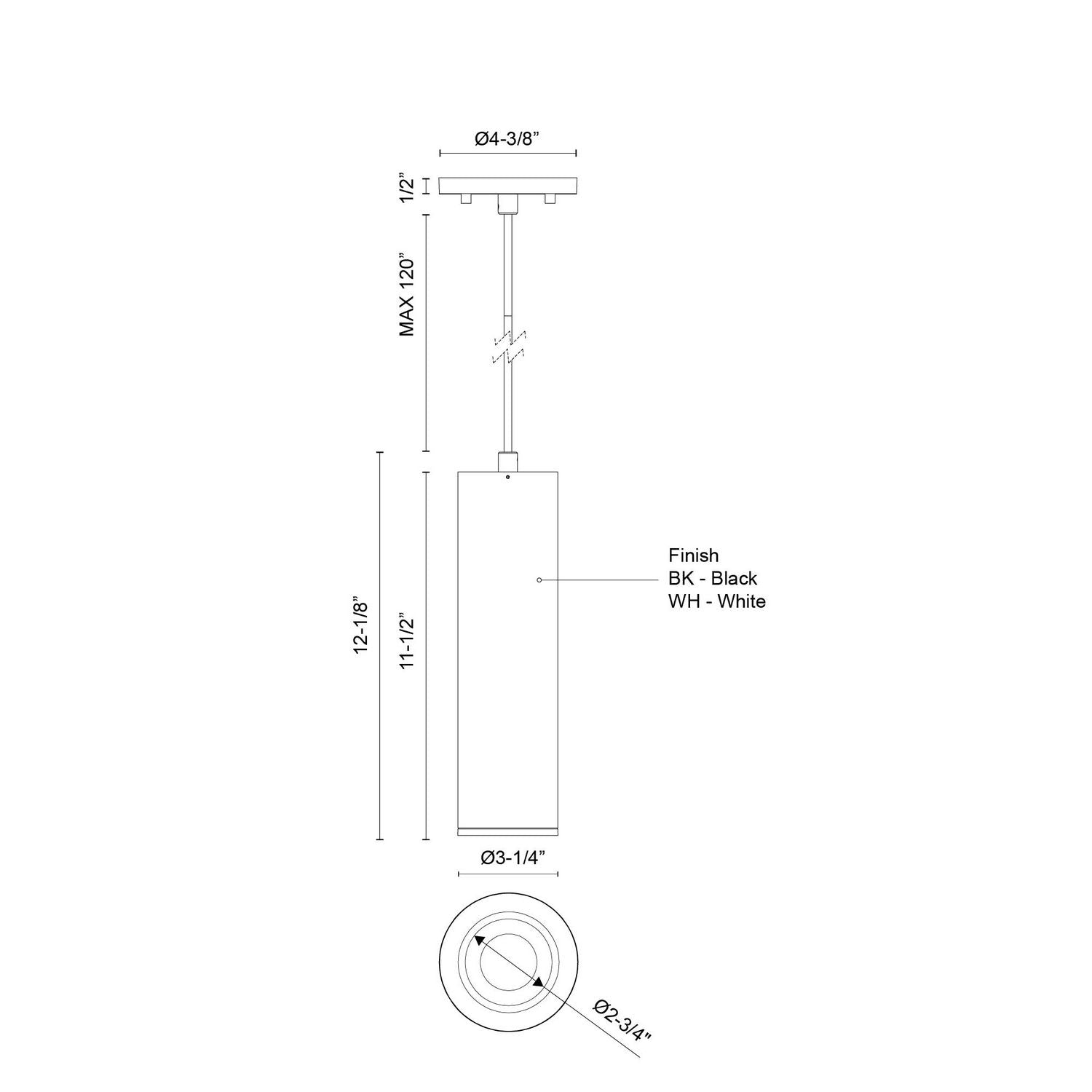 Kuzco Lighting - LD3-PD12W18-3036-WH-UNV-010 - LED Pendant - Lorna - White