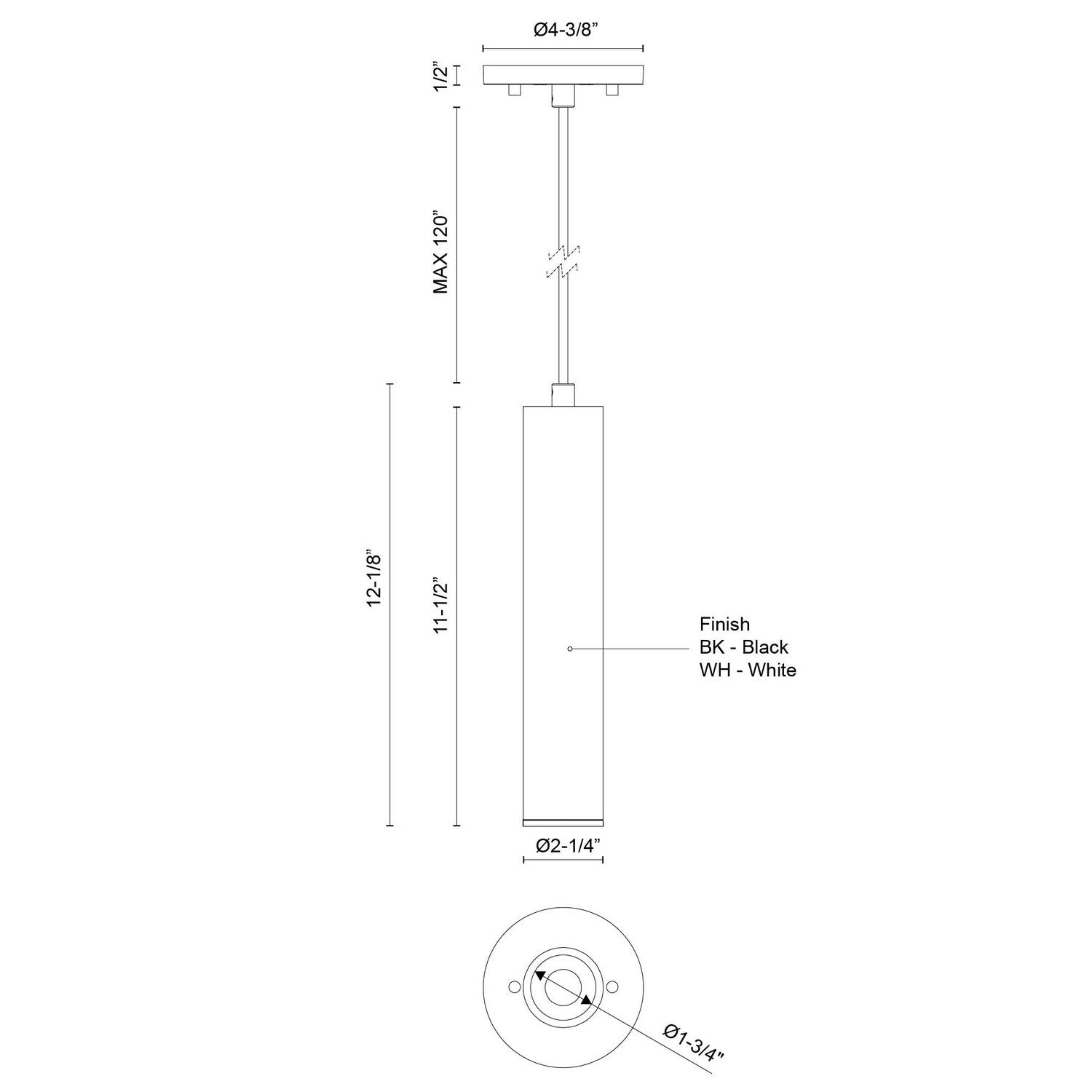 Kuzco Lighting - LD2-PD12W12-3036-WH-UNV-010 - LED Pendant - Lorna - White
