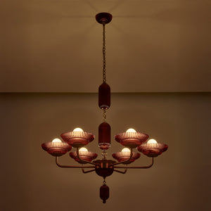 Kalco - 519671STB/MGNT - Six Light Chandelier - Verde - Satin Brass