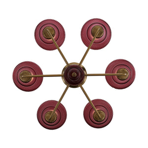 Kalco - 519671STB/MGNT - Six Light Chandelier - Verde - Satin Brass