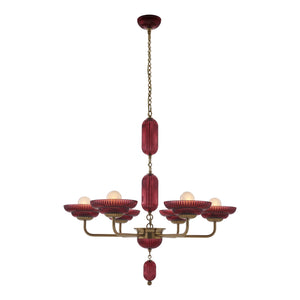 Kalco - 519671STB/MGNT - Six Light Chandelier - Verde - Satin Brass
