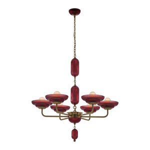 Kalco - 519671STB/MGNT - Six Light Chandelier - Verde - Satin Brass