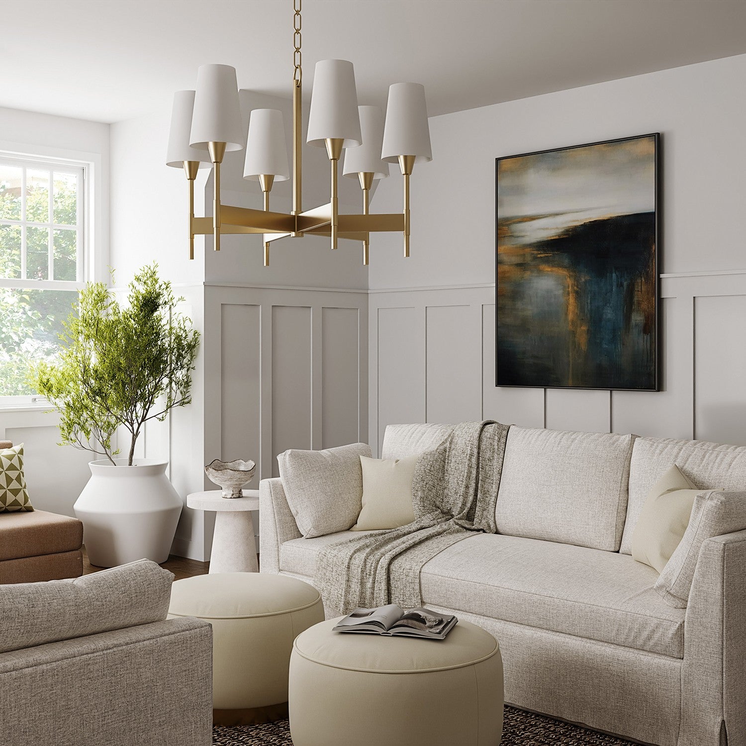 Capital Lighting - 460861AD-718 - Six Light Chandelier - Leland - Aged Brass