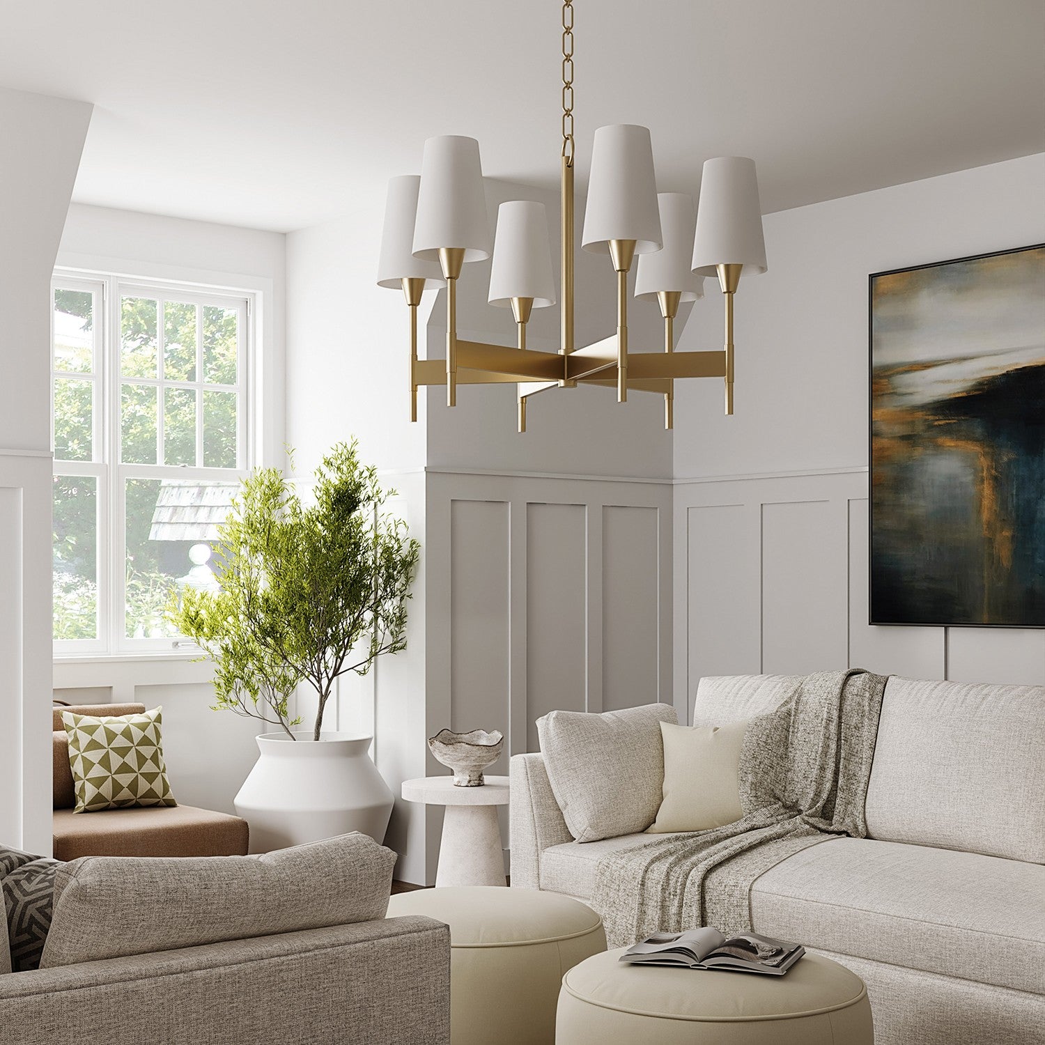 Capital Lighting - 460861AD-718 - Six Light Chandelier - Leland - Aged Brass