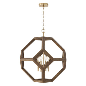 Capital Lighting - 358441NM - Four Light Pendant - Geo - Nordic Wood and Matte Brass
