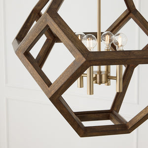 Capital Lighting - 358441NM - Four Light Pendant - Geo - Nordic Wood and Matte Brass