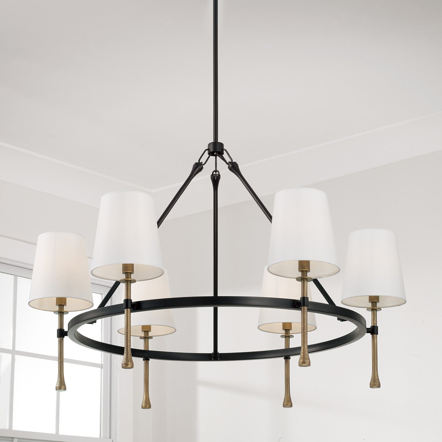 Capital Lighting - 460761MBG-717 - Six Light Chandelier - Hollis - Matte Black with Hammered Gold