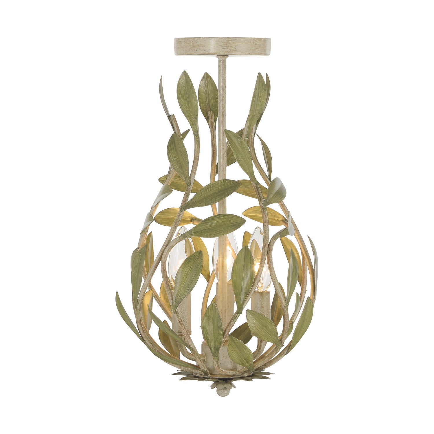 Crystorama - 565-CT_CEILING - Three Light Semi Flush Mount - Broche - Champagne Green Tea