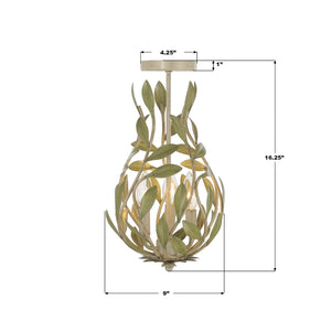 Crystorama - 565-CT_CEILING - Three Light Semi Flush Mount - Broche - Champagne Green Tea