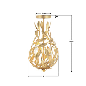Crystorama - 565-GA_CEILING - Three Light Semi Flush Mount - Broche - Antique Gold