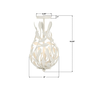 Crystorama - 565-MT_CEILING - Three Light Semi Flush Mount - Broche - Matte White