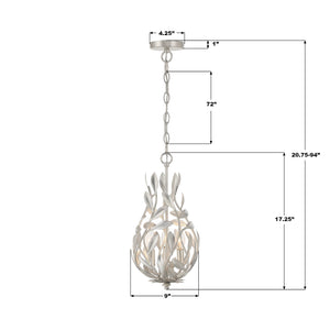 Crystorama - 565-SA - Three Light Chandelier - Broche - Antique Silver