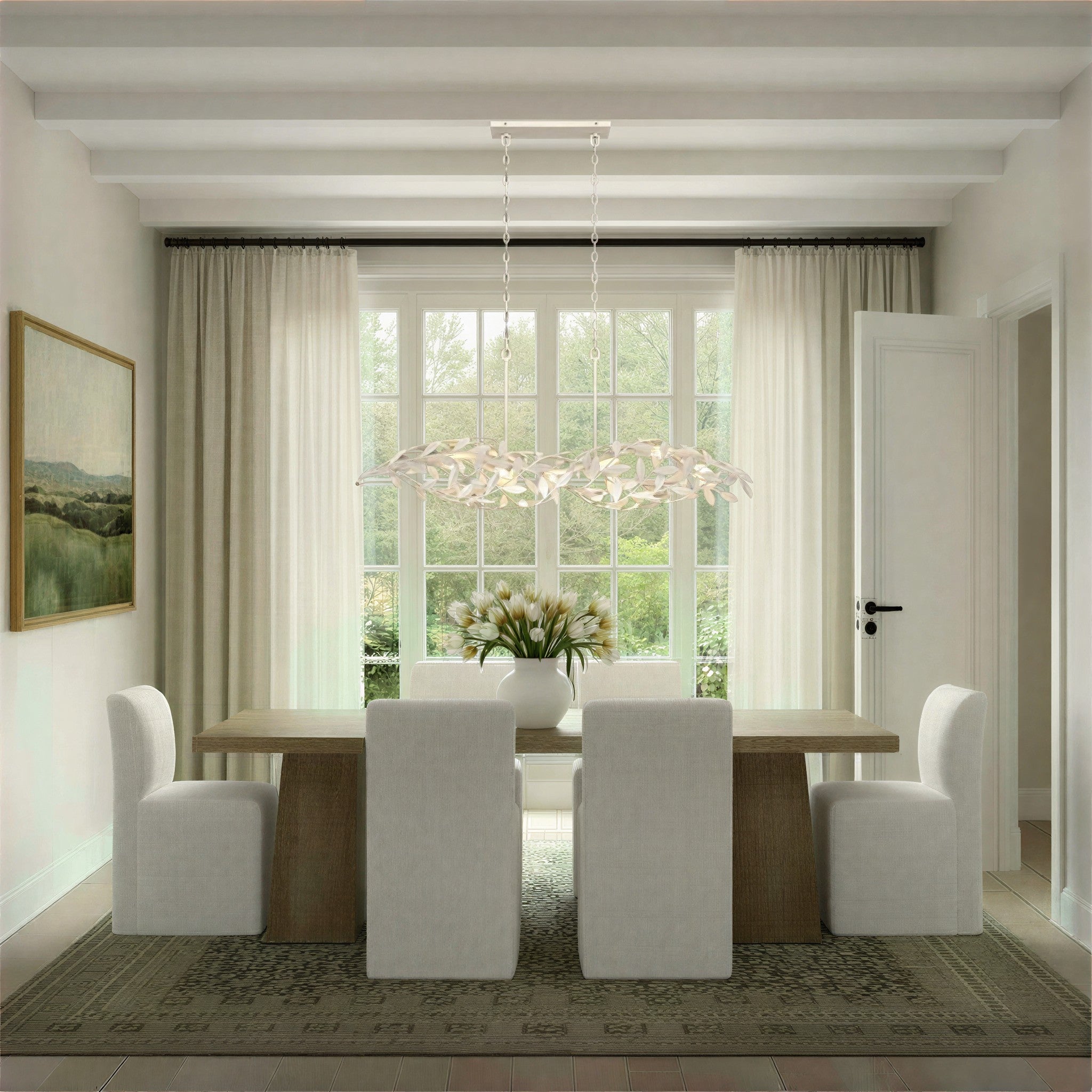 Crystorama - 567-MT - Six Light Linear Chandelier - Broche - Matte White