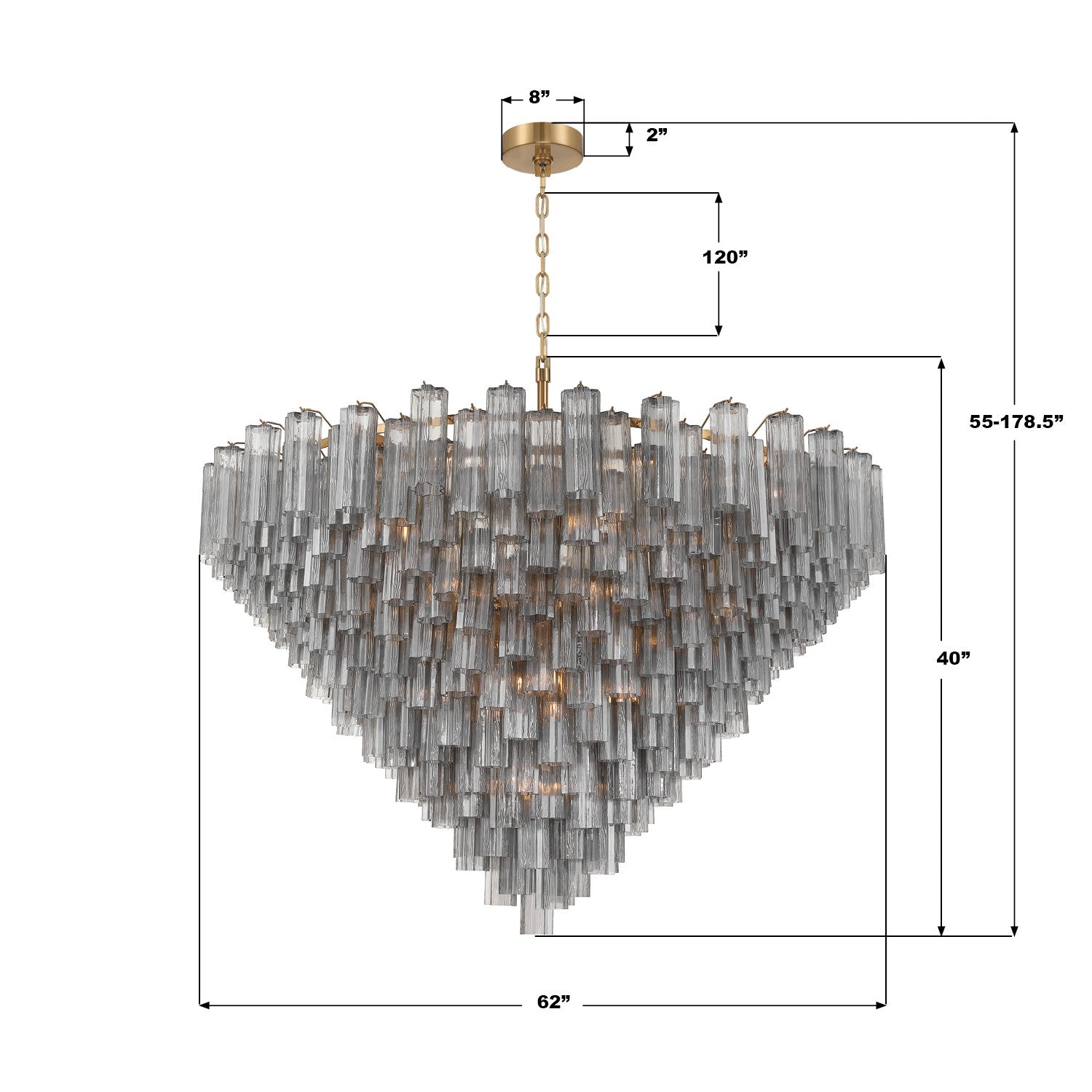 Crystorama - ADD-329-AG-SM - 40 Light Chandelier - Addis - Aged Brass