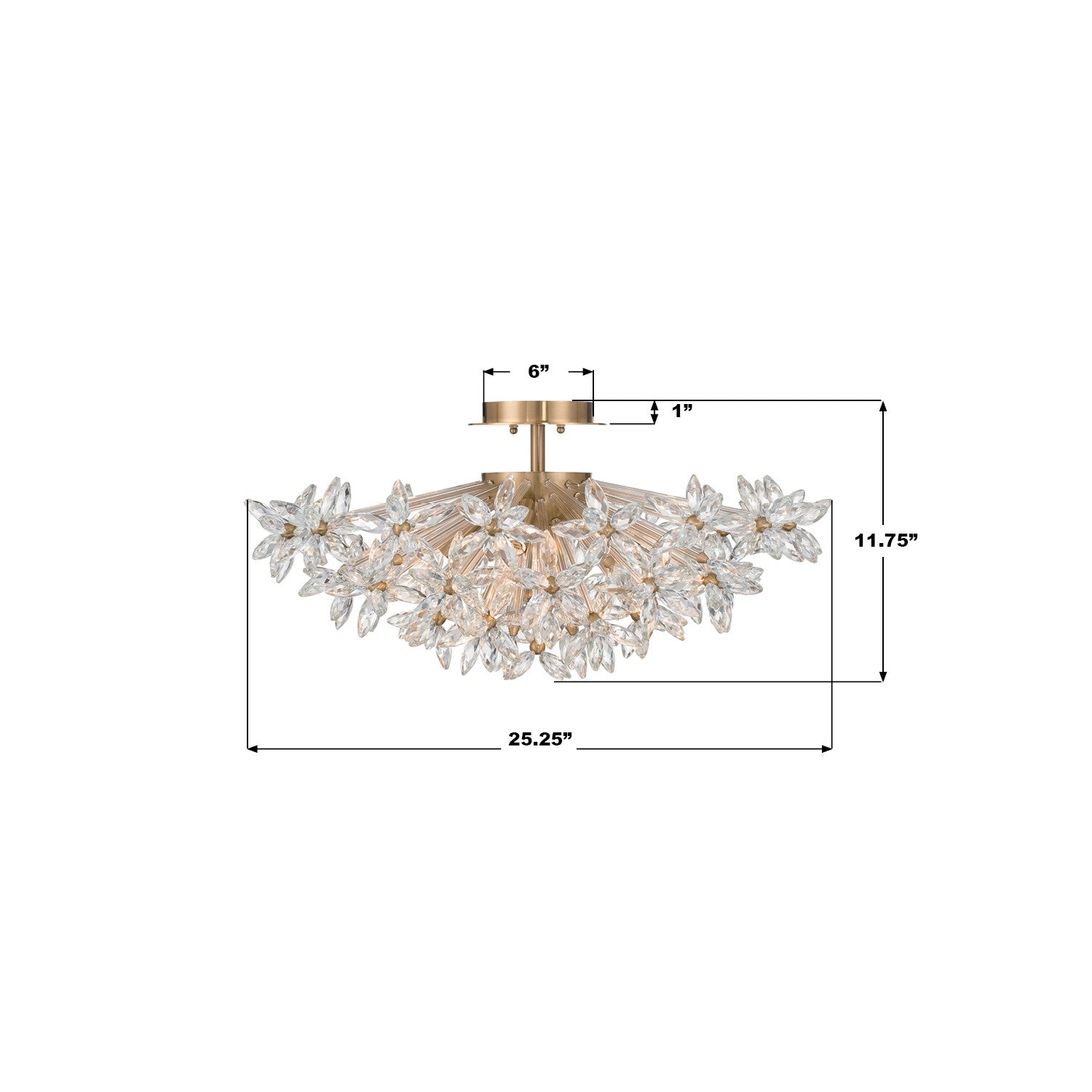 Crystorama - ADL-500-AG-CL - Four Light Semi Flush Mount - Adley - Aged Brass