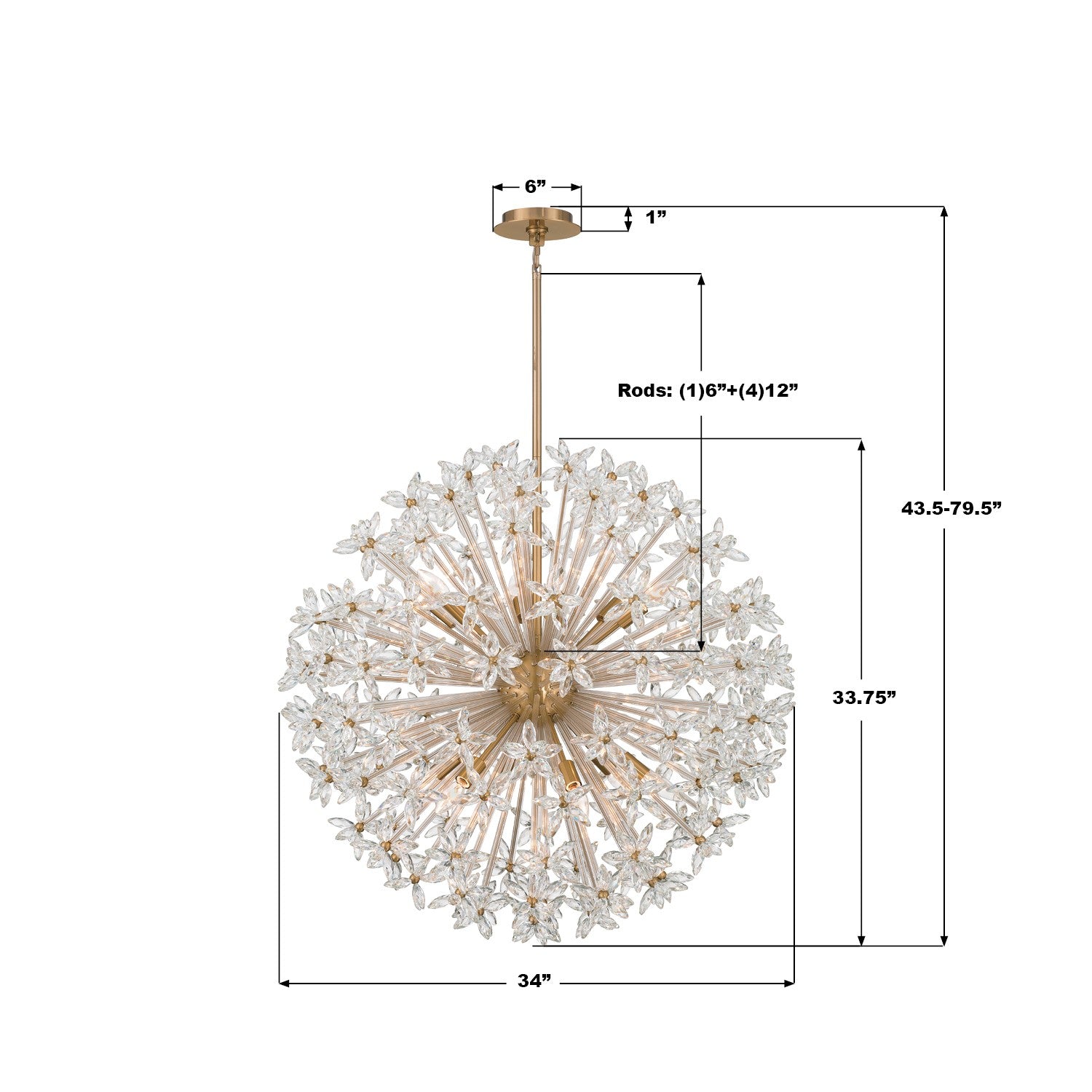 Crystorama - ADL-512-AG-CL - 12 Light Chandelier - Adley - Aged Brass