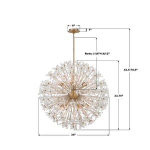Crystorama - ADL-512-AG-CL - 12 Light Chandelier - Adley - Aged Brass