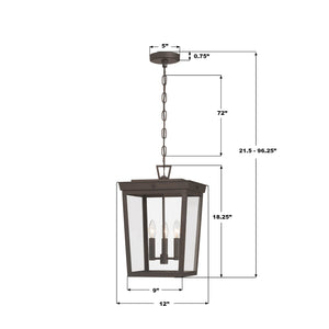 Crystorama - BEL-A8065-TZ - Three Light Outdoor Pendant - Belmont - Twilight Bronze