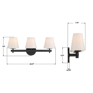 Crystorama - COL-203-BK - Three Light Bath - Colton - Black
