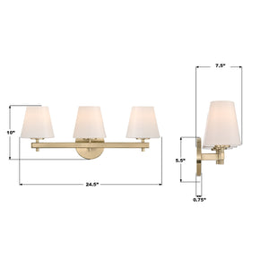 Crystorama - COL-203-VG - Three Light Bath - Colton - Vibrant Gold